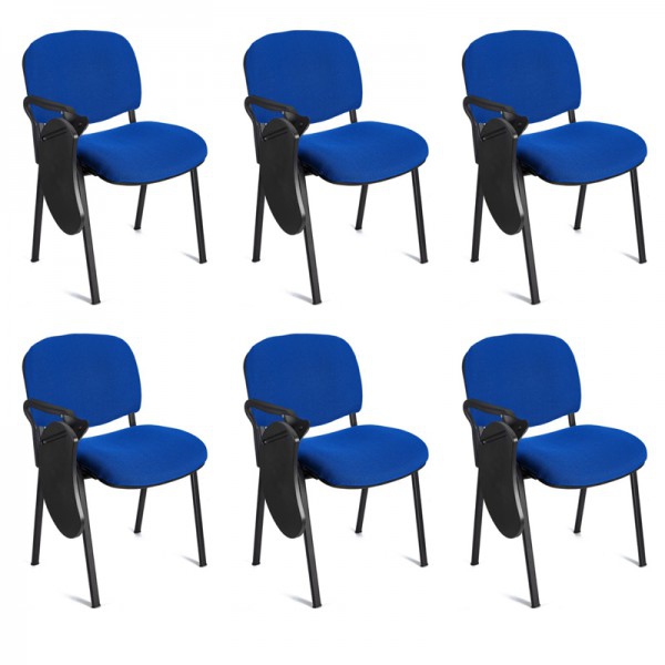 Pack de 6 sillas Iso con estructura epoxy negra y tapizado Baly (textil) con brazo pala diestro